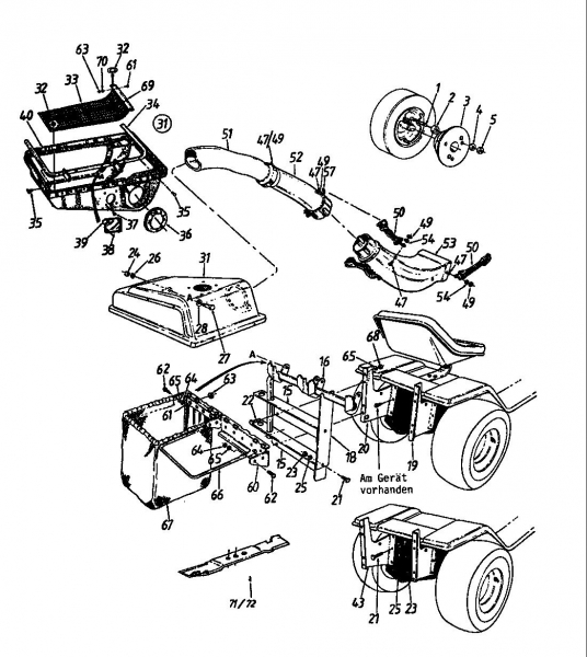 Ersatzteile Zubehör Garten- und Rasentraktoren Grasfangeinrichtung für 600 Serie Kastenrahmen mit Mähwerk G (42/107cm) Typ: 190-0640  (1989) Grundgerät