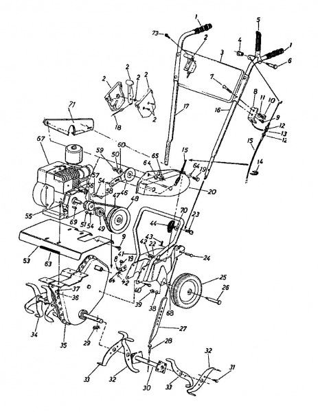 Ersatzteile MTD Motorhacke Gartentiller 3 N Typ: 210-0310  (1990) Grundgerät 