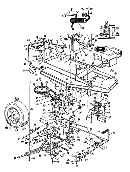 Ersatzteile Raiffeisen Rasentraktoren 11 E Typ: 130-337D628  (1990) Fahrantrieb