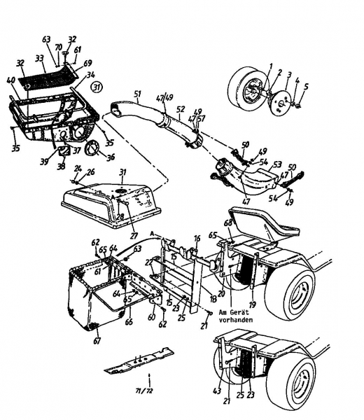 Ersatzteile Zubehör Garten- und Rasentraktoren Grasfangeinrichtung für 600 Serie Kastenrahmen mit Mähwerk F (38/96cm) Typ: 190-0640  (1990) Grundgerät