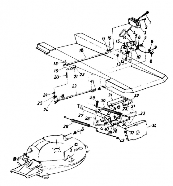 Ersatzteile Raiffeisen Rasentraktoren 8/76 Typ: 130-510C628 (1990) Mähwerksaushebung