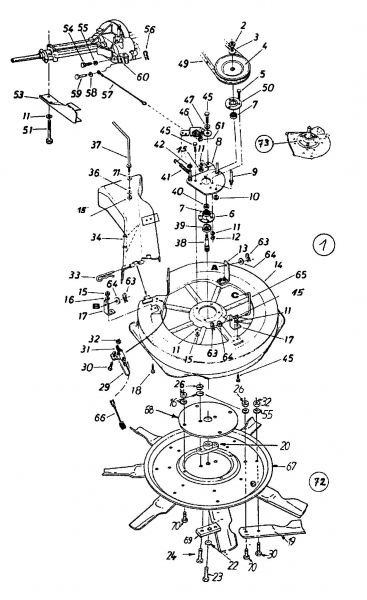 Ersatzteile Raiffeisen Rasentraktoren 8/76 Typ: 130-510C628 (1990) Mähwerk C (30"/76cm)