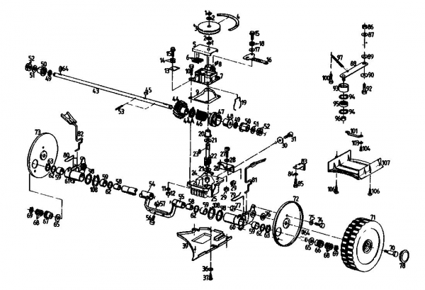 Ersatzteile Gutbrod Motormäher mit Antrieb HB 47 R Typ: 02847.08  (1990) Getriebe
