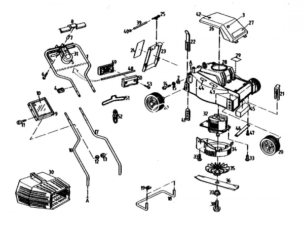 Ersatzteile Gutbrod Elektromäher HE 32 Typ: 02845.01  (1989) Grundgerät