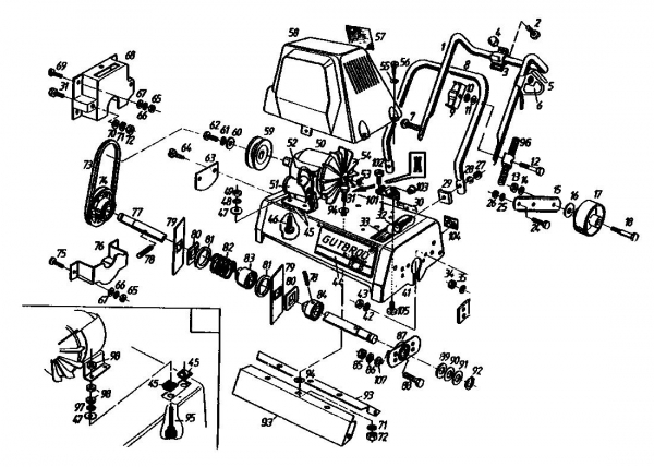 Ersatzteile Gutbrod Elektrovertikutierer VE 35 Typ: 02645.09  (1990) Grundgerät