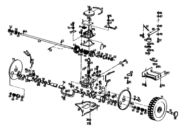 Ersatzteile Gutbrod Motormäher mit Antrieb HB 47 REL Typ: 02847.09  (1990) Getriebe