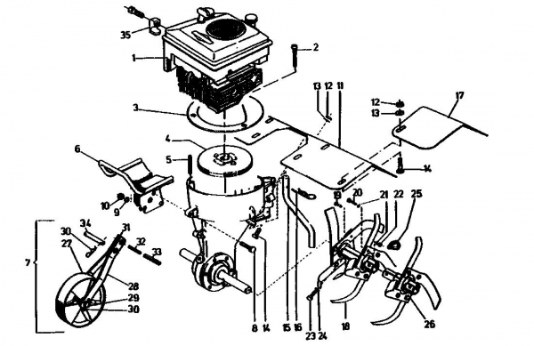 Ersatzteile Gutbrod Motorhacken MB 65-35 Typ: 07516.01  (1990) Grundgerät