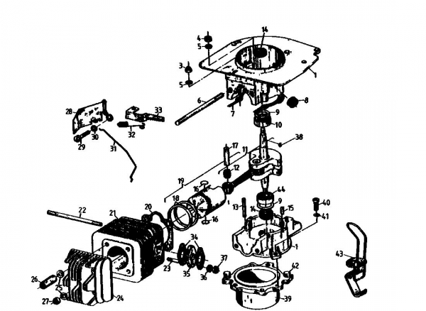 Ersatzteile Gutbrod Balkenmäher BM 100 4/BS Typ: 07507.02  (1990) Kurbelgehäuse, Zylinder