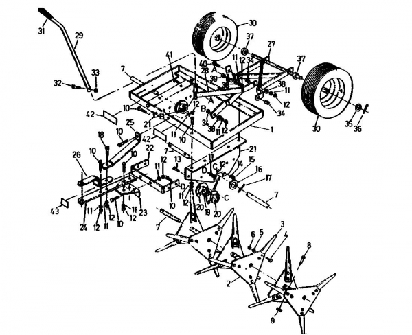 Ersatzteile Zubehör Garten- und Rasentraktoren Rasenlüfter RL 100-18 Typ: 04012.02  (1990) Grundgerät