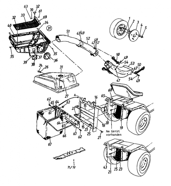 Ersatzteile Zubehör Garten- und Rasentraktoren Grasfangeinrichtung für 600 Serie Kastenrahmen mit Mähwerk G (42/107cm) Typ: 191-0640  (1991) Grundgerät