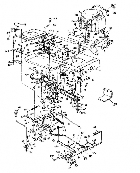Ersatzteile Super Rasentraktoren Super 14-107 V Typ: 131-789G  (1991) Fahrantrieb, Motorkeilriemenscheibe, Pedal