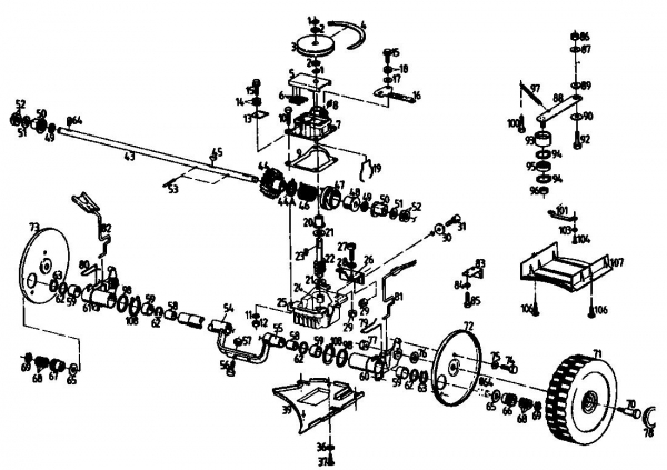 Ersatzteile Gutbrod Motormäher mit Antrieb HB 47 R-4 BSE Typ: 04001.02  (1992) Getriebe