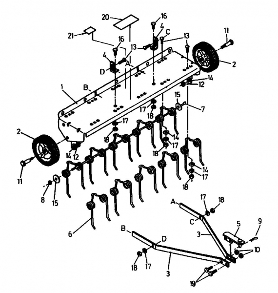 Ersatzteile Zubehör Garten- und Rasentraktoren Rasenlüfter RSK 100 Typ: 04012.05  (1992) Grundgerät