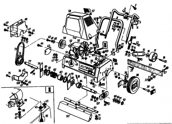 Ersatzteile Gutbrod Elektrovertikutierer VE 35 Typ: 02645.09  (1992) Grundgerät