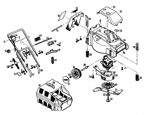 Ersatzteile Gutbrod Elektromäher HE 40 Typ: 02806.09  (1992) Grundgerät