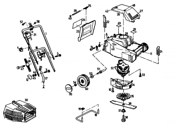 Ersatzteile Golf Elektromäher 132 HE Typ: 02810.01  (1992) Grundgerät