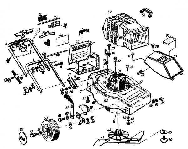 Ersatzteile Gutbrod Elektromäher Turbo HE Typ: 02899.04  (1992) Grundgerät