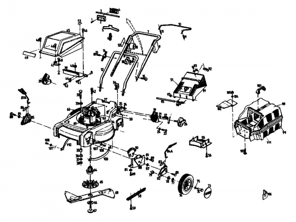 Ersatzteile Gutbrod Elektromäher HE 47 LS Typ: 02650.01  (1992) Grundgerät