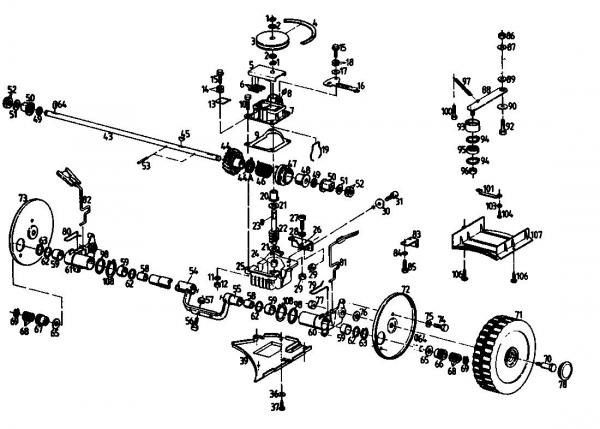 Ersatzteile Gutbrod Motormäher mit Antrieb HB 47 R-4 BS Typ: 04001.01  (1992) Getriebe