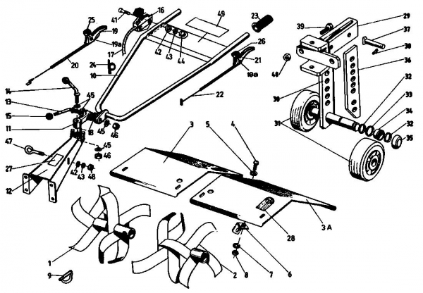 Ersatzteile Gutbrod Motorhacken MB 60-52 Typ: 07514.03  (1992) Hacksterne, Holm