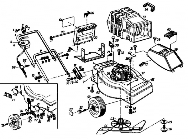 Ersatzteile Diana Elektromäher 45 E Typ: 02881.08  (1992) Grundgerät