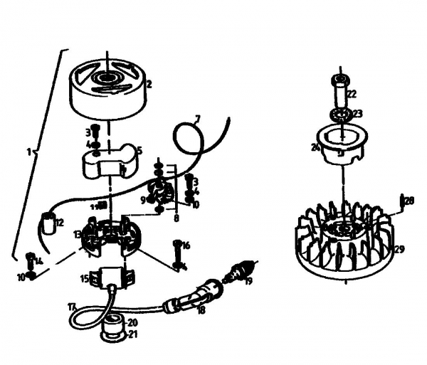 Ersatzteile Gutbrod Balkenmäher BM 100-2/G Typ: 07507.01  (1992) Schwungrad, Zündanlage