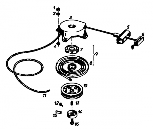 Ersatzteile Gutbrod Balkenmäher BM 100-2/G Typ: 07507.01  (1992) Reversierstarter