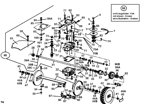 Ersatzteile Gutbrod Motormäher mit Antrieb MH 534 RV Typ: 04007.02  (1991) Getriebe