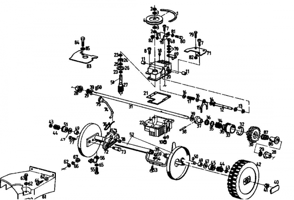 Ersatzteile Gutbrod Motormäher mit Antrieb MH 454 RE Typ: 04006.05  (1992) Getriebe