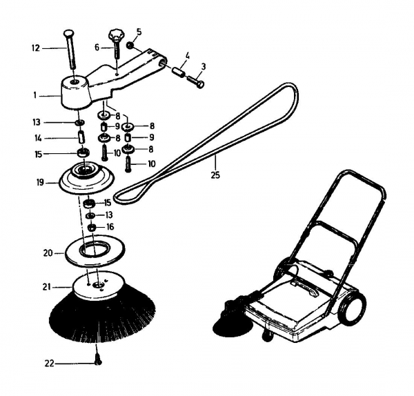 Ersatzteile Gutbrod Handkehrmaschinen B 77 Typ: 02067.03  (1993) Seitenbesen