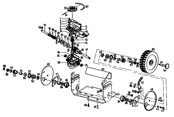 Ersatzteile Gutbrod Motormäher mit Antrieb Turbo HBSR Typ: 04021.03  (1993) Getriebe