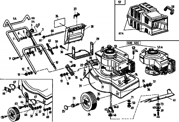 Ersatzteile Golf Motormäher Golf HBL Typ: 02813.05 (1993) Grundgerät