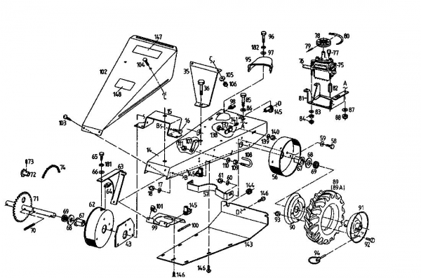 Ersatzteile Golf Balkenmäher 370 BMR 4 Typ: 07510.05  (1993) Fahrantrieb, Räder