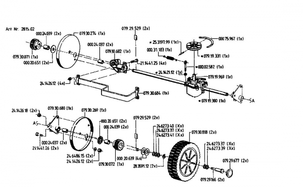 Ersatzteile Gutbrod Motormäher mit Antrieb HB 48 REL Typ: 02815.02  (1993) Getriebe, Räder