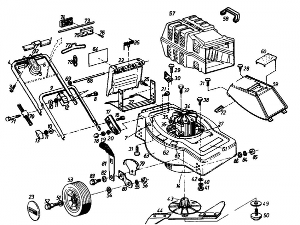 Ersatzteile Gutbrod Elektromäher Turbo HE Typ: 02899.04  (1993) Grundgerät