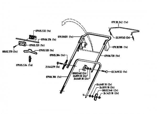 Ersatzteile Gutbrod Elektromäher HE 48 L Typ: 02817.01  (1993) Holm