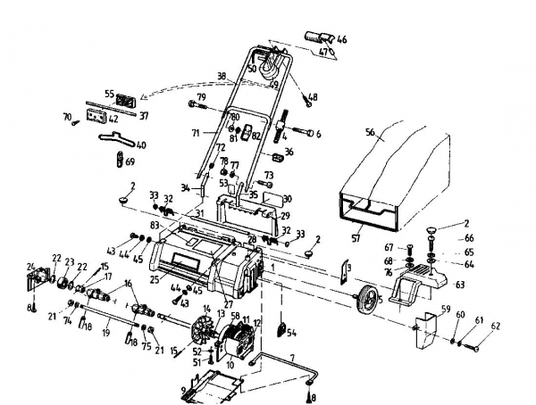 Ersatzteile Gutbrod Elektrovertikutierer VE 33 Typ: 02846.08  (1993) Grundgerät