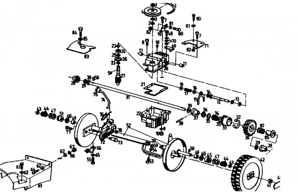 Ersatzteile Gutbrod Motormäher mit Antrieb MH 454 RB Typ: 04006.07  (1993) Getriebe