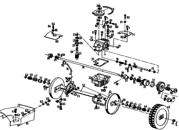 Ersatzteile Gutbrod Motormäher mit Antrieb MH 454 R Typ: 04006.04  (1993) Getriebe