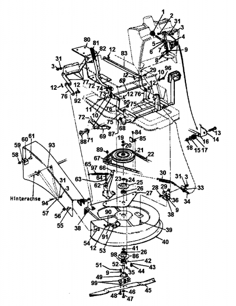 Ersatzteile Columbia Rasentraktoren RD 11/660 Typ: 133C524A626 (1993) Mähwerk 26"/66cm