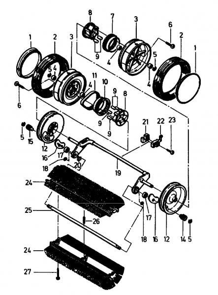 Ersatzteile Gutbrod Handkehrmaschinen B 77 Typ: 02067.03  (1994) Kehrwalze