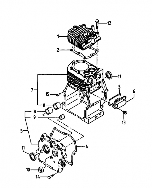 Ersatzteile Gutbrod Motorhacken MB 62-52 KA Typ: 07518.03  (1994) Kurbelgehäuse, Zylinder