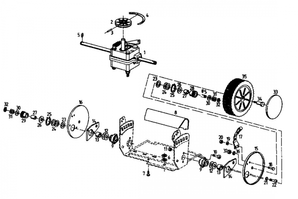 Ersatzteile Diana Motormäher mit Antrieb 45 BA Typ: 04025.01 (1994) Getriebe, Höhenverstellung, Räder