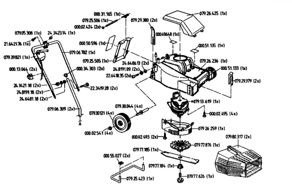 Ersatzteile Golf Elektromäher E 732 Typ: 02819.01  (1994) Grundgerät