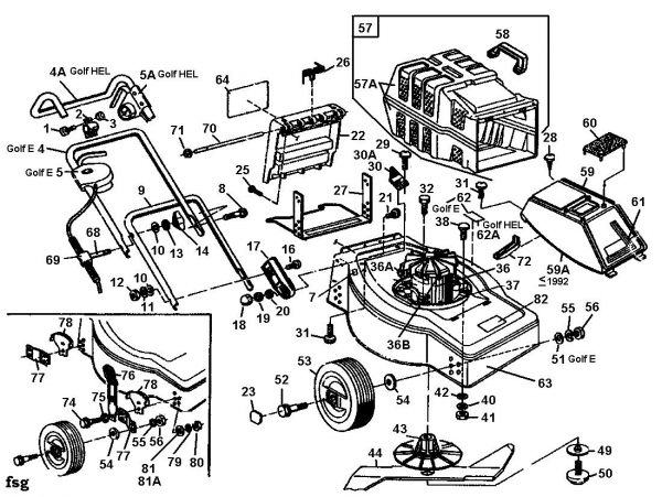 Ersatzteile Golf Elektromäher Golf E Typ: 02881.06  (1992) Grundgerät