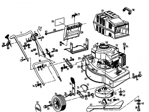 Ersatzteile Golf Motormäher 445 HL 4 Typ: 02842.07  (1994) Grundgerät