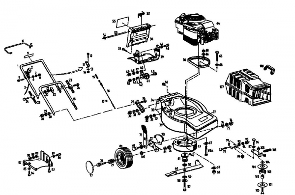 Ersatzteile Kmg Motormäher mit Antrieb KMG 46 BA Typ: 04025.02  (1994) Grundgerät