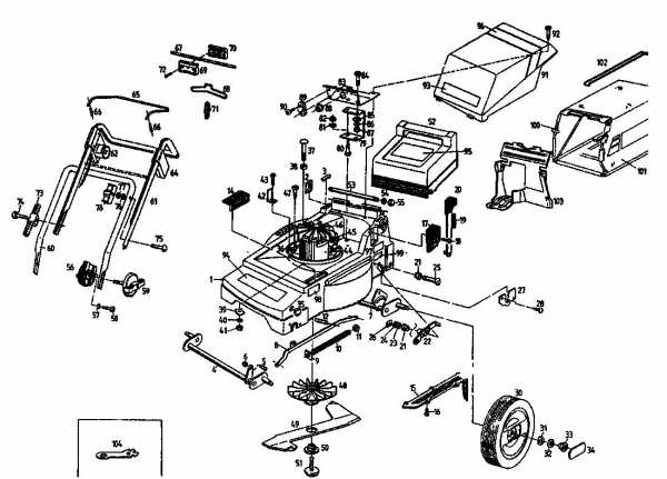 Ersatzteile Gutbrod Elektromäher MHE 400 Typ: 04019.01  (1994) Grundgerät