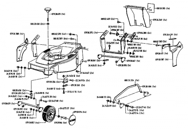 Ersatzteile Gutbrod Elektromäher HE 48 L Typ: 02817.01  (1994) Grundgerät