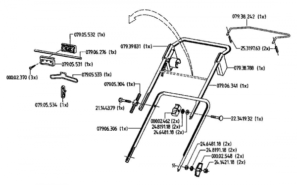 Ersatzteile Gutbrod Elektromäher HE 48 L Typ: 02817.01  (1994) Holm